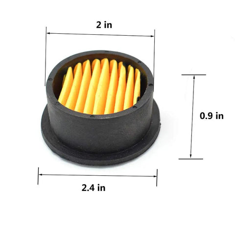 Close-up of Four Pack Air Compressor Intake Filter Elements Replacement Paper Filters for One Half Inch Compressors
