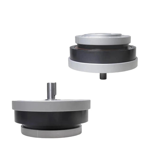 Top Tier High Precision Harmonic Drive Reducer With 30 Arcsec Accuracy And A Built Tough Input Shaft viewed from the side and top.