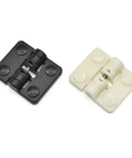 Front view of XK551W resin positioning hinge, plastic black and white, two-piece set