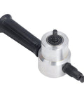 Double Head Sheet Metal Nibbler Cutter Drill Attachment Aluminum Alloy with black handle for precision metal cutting.