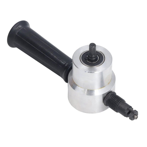 Double Head Sheet Metal Nibbler Cutter Drill Attachment Aluminum Alloy with black handle for precision metal cutting.