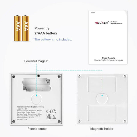 Wireless 2 4G RF 4 Zone Single Color Wall Mounted Smart Panel Remote powered by 2xAAA batteries with magnetic holder
