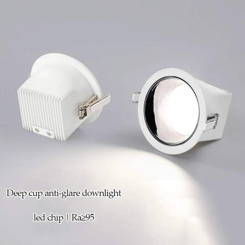 MXJCKSOQ 2 Pack LED Recessed Retrofit Downlight, 7W, 12W, 18W LED Ceiling Light detail, white aluminum, round design