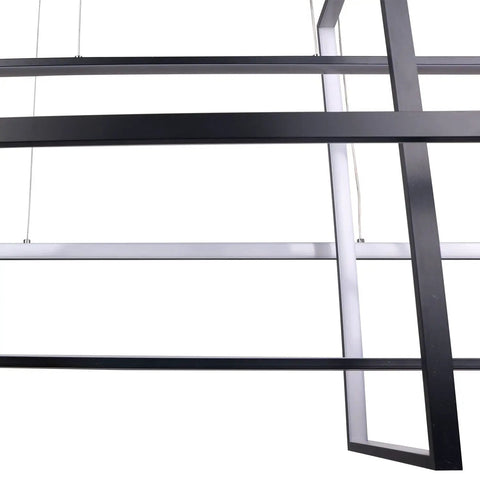 Close-up of Dope Black Acrylic LED Pendant Lights For Kitchen Island With Remote Dimmer Dimmable, black frame detail