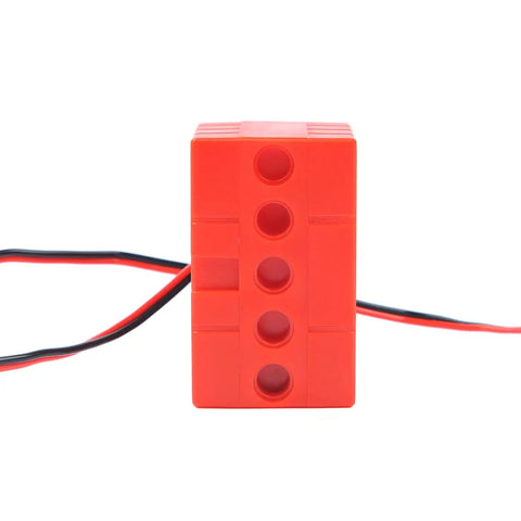 360 Degree Dual Output Axle Microbit Motor With High Torque 2Kg Programmable Motor, red housing, front view, connector holes visible.