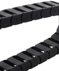 Close-up of Heavy Duty Plastic Cable Drag Chain With End Connectors For CNC 3D Printers And Routers in matte black.