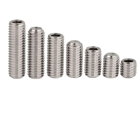 Top Shelf 304 Stainless Steel M4 X 12mm Socket Set Screws With Hex Allen Drive For Tough Daily Grind And Reliable Hardware Upgrades Corrosion Resistant Threads Pack Of 30, various sizes displayed.