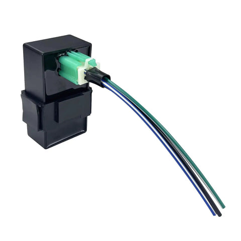 4 Pin Dc Cdi Box With Connecting Plug for scooters and ATVs, showing wiring and connector, high performance module for easy install.