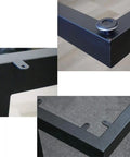 Detailed view of set of two badass black steel table legs featuring hassle free setup adjustable leveling feet.