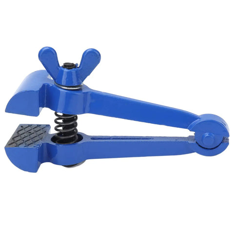 50mm Hand Vise For Machinists And DIYers, Cast Steel Clamp Tool With Locking Jaw And Non Slip Grips, blue hand vise open view for small workpieces