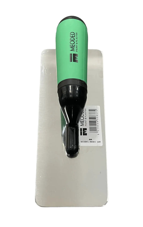 Stainless Steel Plaster Trowel With Trapezoidal Blade For Venetian Plaster Finish 9.4 By 4 Inch Pro Grade Heavy Duty Tool handle view