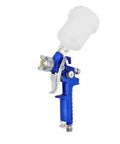 Pro Grade Hvlp Air Paint Sprayer With Sharp 0.8 Mm Nozzle And Spacious 125 Cc Gravity Feed Cup, compact blue design.