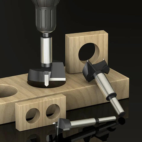 Six Piece Large Size Forstner Drill Bit Set Carbide Tipped From One And Three Eighths Inch To Two And Three Quarters Inch For Hard Wood