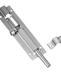 Stainless Steel Slide Barrel Bolt 4 Pack for Gates Cabinets Windows Fences, showing polished barrel bolt with mounting plate.