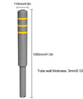 No Sweat Installation Heavy Duty Steel Safety Bollard Pour In Place Post With Vivid Reflective Strips, 114mm x 1050mm size.