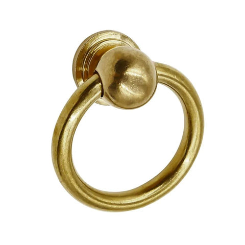 Antique Brass Ring Cabinet Pull from Set of 2 for Dresser, Wardrobe, Vintage Solid Brass Kitchen Cabinet Hardware