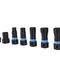 Quick Switch Vacuum Hose Adapters For Dust Collection System, 360 Degree Rotating Connectors with interchangeable clips in various sizes.