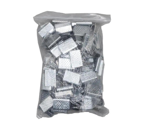 Bag of Beefy Serrated Steel Banding Clips For Five Eighths Inch Strapping 2000 Piece Set Pallet Banding For Quick Secure Sealing