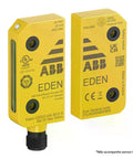 Front view of 2TLA020051R5400 Adam Safety Sensor With OSSD Signals And M12 Connector IP69K Rated, showing robust yellow casing and connector.