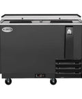 50 Inch Commercial Bottle Cooler 14 Cu Ft Freestanding Refrigerator With Built In Bottle Opener 3 Wide Shelves Digital Thermostat Charcoal Black front view