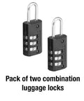 Set Your Own Three Digit Combo Luggage Lock 2 Pack for Travel Suitcases and Backpacks Custom Padlock with Black Finish Model 646T