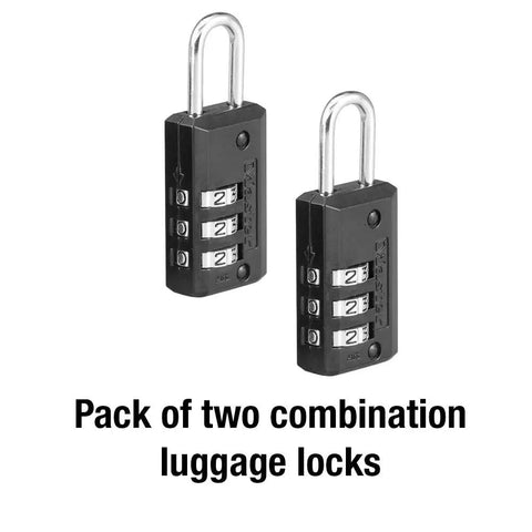 Set Your Own Three Digit Combo Luggage Lock 2 Pack for Travel Suitcases and Backpacks Custom Padlock with Black Finish Model 646T