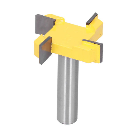 Sick New Anti Rebound Surfacing Router Bit With Smooth PTFE Coating For Flattening Wood Slabs And Acrylics On CNC Machines Safe 4 Flute Milling Cutter For Pro Woodworking Tasks In The Shop, yellow and silver bit.