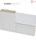Cross-section of Quadro 4002 Interior Barn Bypass Sliding Doors With Frosted Glass In White MDF material scheme