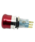 Mushroom Emergency Stop Switch Latching Button, 16mm 19mm 22mm Universal Mount, Red Head for Fast Shutdown, Direct Replacement Without Modifying Control Panel Holes, Two Contact Configurations NO NC Options, Easy Locate and Press in Urgent Situations. Side view with three terminals.