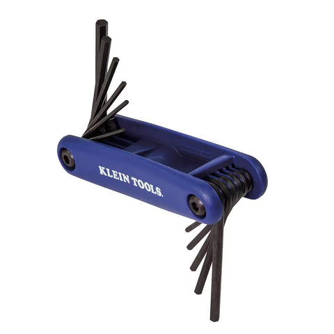 Grip It 12 Key Hex Set Inch And Metric With Tough Alloy Steel Ends For Secure Full Depth Fit, blue handle with hex keys