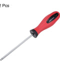 Two Piece Magnetic Ball End Hex Screwdrivers Set 5mm Hex 120mm Rod 9 Inch Total Length S2 Steel Chrome with red handle