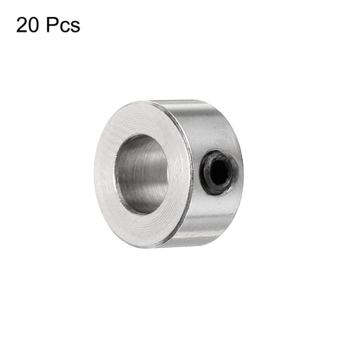 Twenty Piece Set Screw Shaft Collars With 5.05mm Bore, 10mm OD, 5mm Width, Nickel Plated Carbon Steel Drill Stop Collars