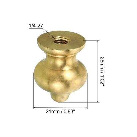 Solid Brass 1/4-27 Lamp Finial Ball Cap Knob For Table Lamps Harp Top Screw Decoration Easy Threaded Mount And Stable Shade Support