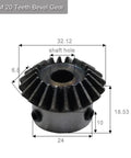 Close-up of Two Pack Bevel Gear Set For 90 Degree Steering 1.5M 20 Teeth 14mm Shaft Hole M5 Fixing Hole One To One Ratio 1.5 Module 45 Steel