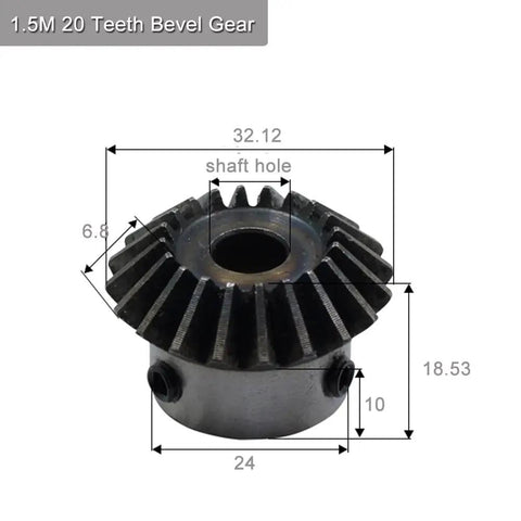 Close-up of Two Pack Bevel Gear Set For 90 Degree Steering 1.5M 20 Teeth 14mm Shaft Hole M5 Fixing Hole One To One Ratio 1.5 Module 45 Steel