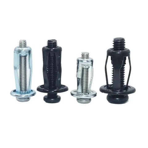 21 Piece Petal Shape Rivet Nuts Kit With Phillips Drive Heavy Duty Metal Nut Anchors For Strong Hold Expansion Design For Easy Install DIY Friendly For Automotive, Furniture, And Home Improvement Projects. Four steel petal rivet nuts with screws