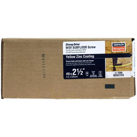 Box of Strong-Drive Subfloor Collated Screws Size Nine By Two And One Half Inch T25 Yellow Zinc, 1500 count
