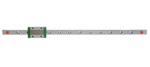 350mm MGN12 Linear Rail Guide With MGN12H Carriage Block for 3D Printers and CNC Machines, aluminum rail with red rubber stoppers
