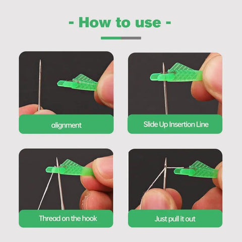 Steps using Fish Mouth Sewing Machine Needle Threader Upgraded 2024 Automatic Threading Aid For Fast No Fuss Sewing Fish Type