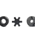 3/4 To 1-1/4 Inch L100 L-Jaw Coupling Set With Buna N NBR Rubber Spider For Wood Splitter Includes Two Halves And Insert Bore Range 3/4 To 1-1/4 Inch Keyways 3/16 And 1/4 Set Screws Heavy Duty Industrial Grade, three-piece coupling set
