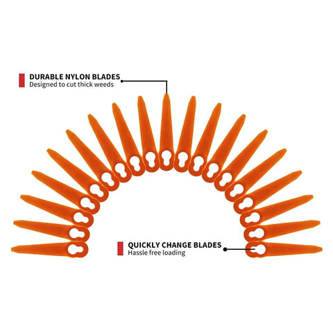 100 Pcs Plastic Replacement Trimmer Blades For STIHL Polycut 2 2 3 2 FSA 45 FSA 57 FSE 52 And Sun Joe 24V GT10 RedBack Swift 40V Grass Trimmer Kit Beefy And Durable PA6 Nylon 90mm Length