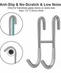 Drill Free Over Shower Glass Door Hooks 4 Pack In Polished Silver Made From SUS 304 Stainless Steel for frameless doors
