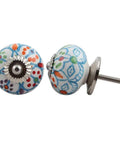 Top Shelf Multicolor Floral Ceramic Drawer Knobs, 50 Piece Set For Kitchen Cabinets And Dressers, Solid Door Pulls Featuring Rounded Edges And No Sweat Installation close-up of decorative knobs.