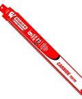 Diablo DS0908CF10 9-inch carbide-teeth reciprocating saw blade, red with Diablo logo for thick metal