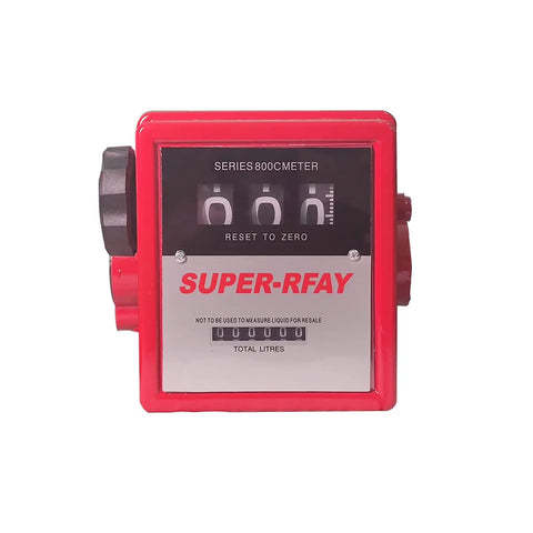 1 Inch Mechanical Fuel Meter For Diesel And Gas Transfer Pumps, Heavy Duty Flow Meter With Big Dial Display, Resettable Three Subtotals Readouts And Six Digit Total, Built For High Viscosity Liquids Like Oil, Lubes And Fuel, red housing