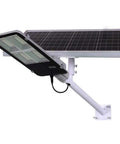 JUDYSSY Solar Floodlights, Led Street Light with Pole, IP65 rated outdoor solar light mounted on a wall.