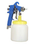 Top Rated 1.5mm Stainless Steel Air Paint Sprayer For Automotive And Industrial Varnish Coating Knockout Atomization with yellow container.