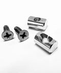 Top Shelf Aluminum Shower Door Hinge Plug Bushing For Continuous Hinge Glass Panels Nine Thirty Second By One Half Inch No Fuss Mount Heavy Duty Stainless Screws Smooth Glide Bathroom Parts Kit with two bushing sleeves and screws.
