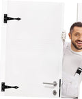 DOITOOL heavy-duty iron cabinet hinges on white door; two black hinges visible