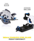 Evolution saws compatible with Stainless Steel Cutting Saw Blade 7-1/4 Inch 48-Tooth Dry Cut Technology for low RPM saws.